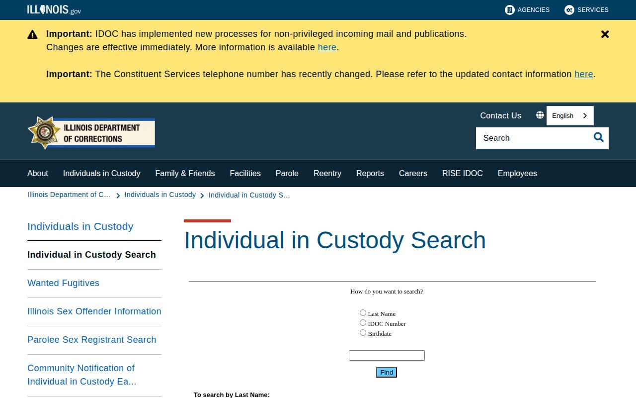 IDOC Pike County released inmate search fields