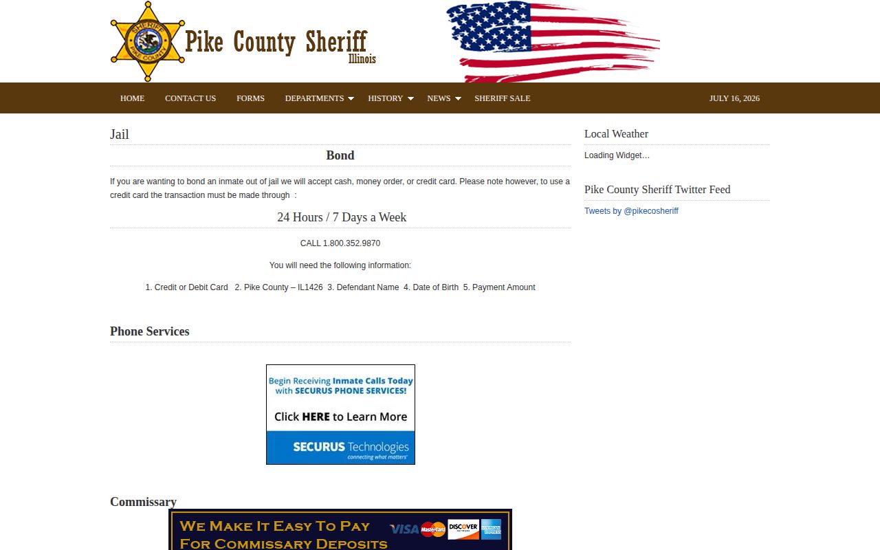 Pike County Jail bond instructions and contact information
