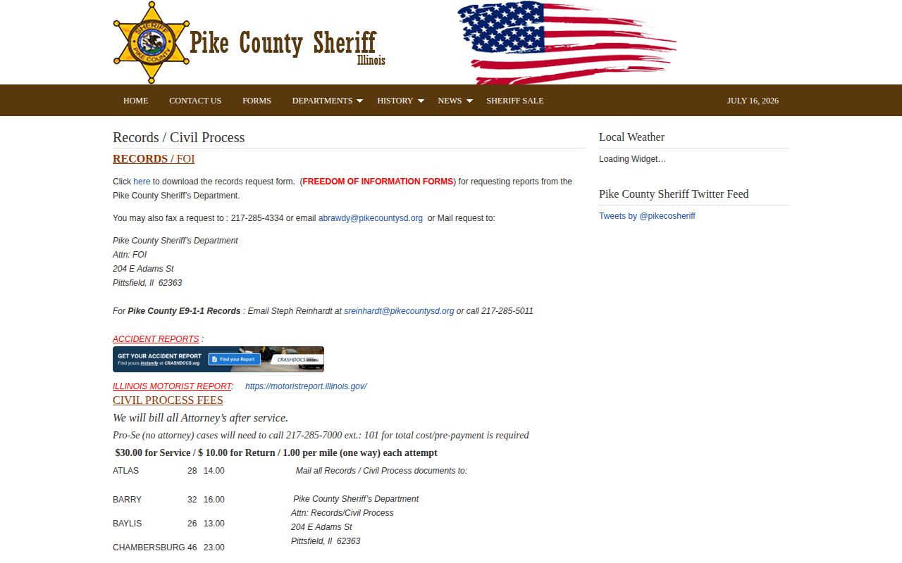 Pike County released inmate sheriff records request route