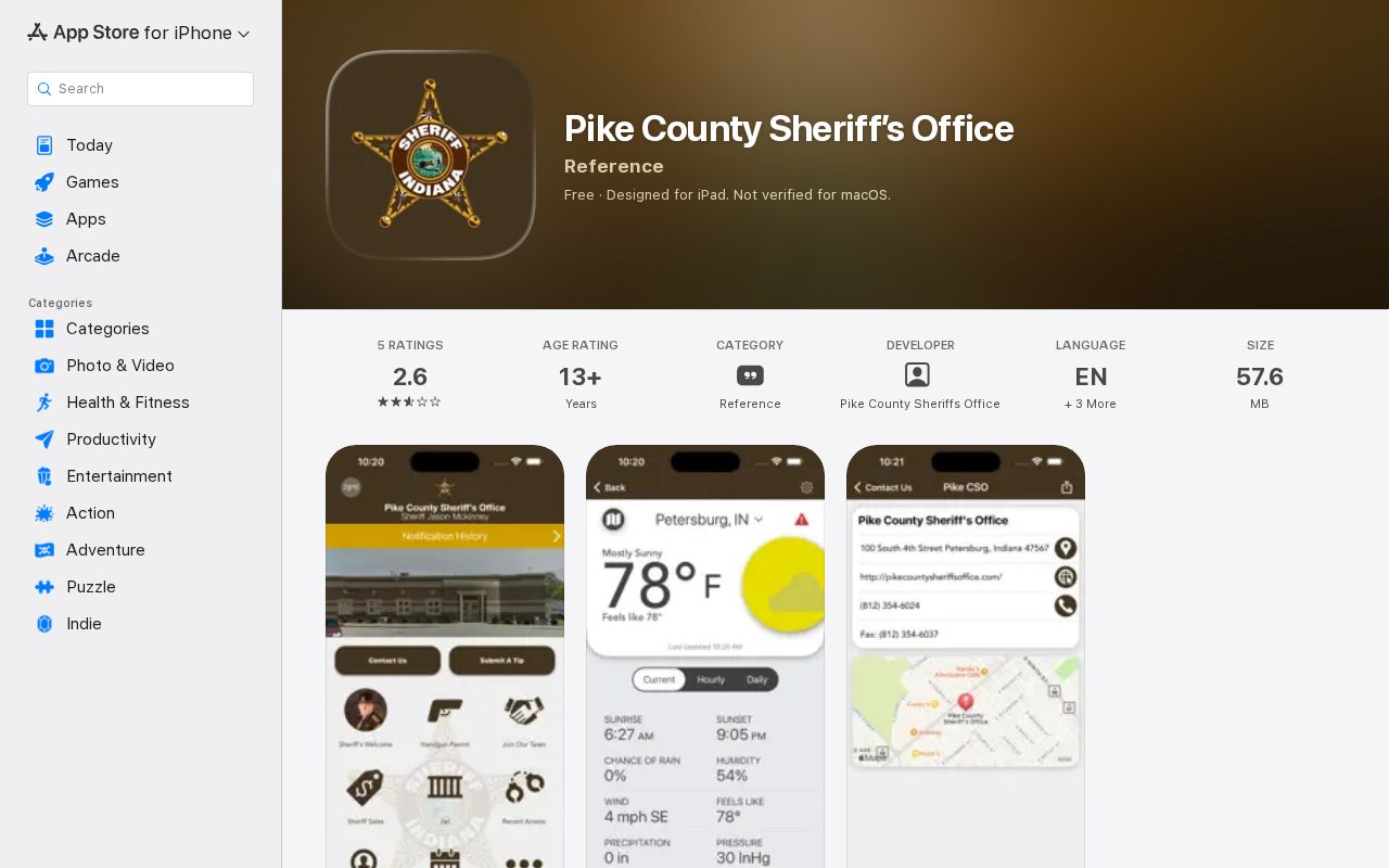 Pike County Sheriff's Office iOS app listing