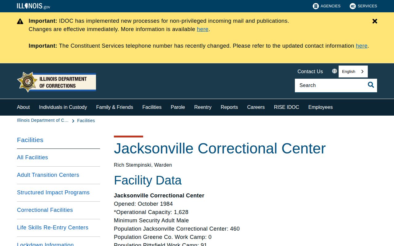 Pittsfield Work Camp release records on Jacksonville parent facility page